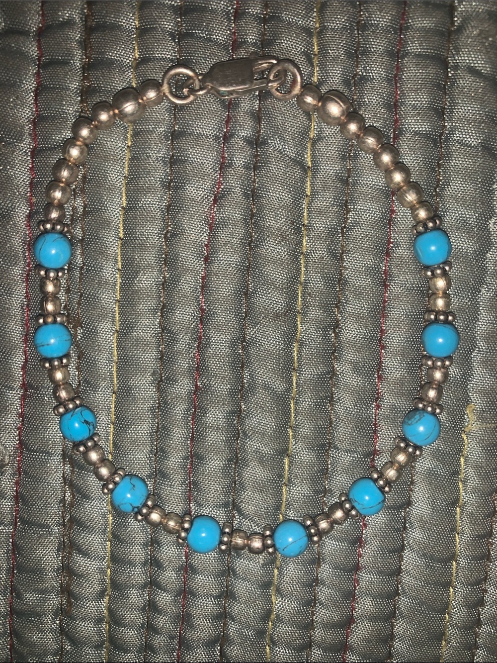 Turquoise Bead/Sterling silver beads-accents. Women's Bracelet